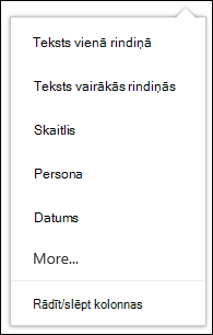 Dokumentu bibliotēkā skatāmo kolonnu atlasīšana