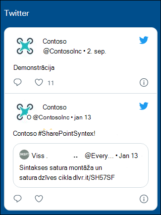 Twitter tīmekļa daļas priekšskatījums.