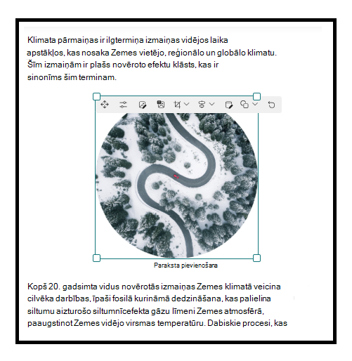 Attēla ievietošana teksta tīmekļa daļā