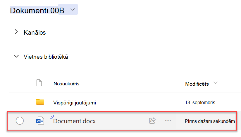 ekrānuzņēmums ar jaunizveidotu failu