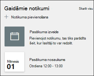 Notikumu tīmekļa daļas priekšskatījums.