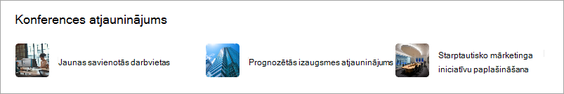 Ātro saišu tīmekļa daļa, kurā redzami saišu sīktēlu attēli.