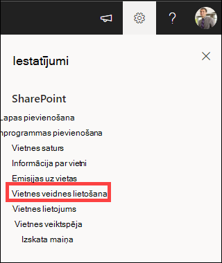 Iestatījumi ar iezīmētu opciju Lietot vietnes veidni.