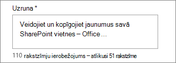 Ziņu vienuma virsraksta pievienošana