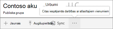 SharePoint iebūvētās dokumentu bibliotēkas izvēlne