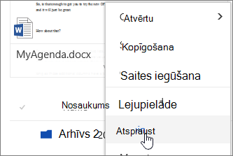 Izcelts Upnpin izvēlnes vienums faila kontekstizvēlnē