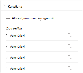 Ziņu sadaļas kārtošana