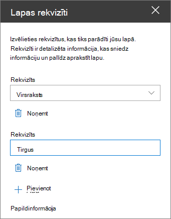 Lapas rekvizītu tīmekļa daļas rūts