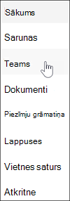 Microsoft Teams saite SharePoint grupas vietnes navigācijā