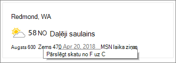 Pārslēdziet temperatūras vienības