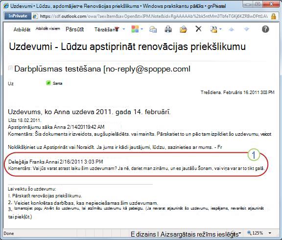 Paziņojums par no jauna piešķirtu uzdevumu