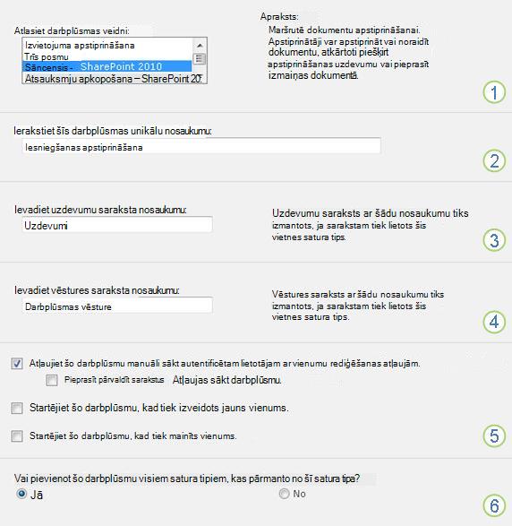 Saistīšanas veidlapas pirmā lapa ar numurētām remarkām