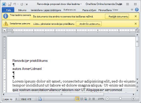 Pārskatāmais elements ar divām dzeltenām ziņojumu joslām