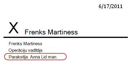 Paraksta rinda, kuru parakstījis lietotājs ar citu lietotājvārdu