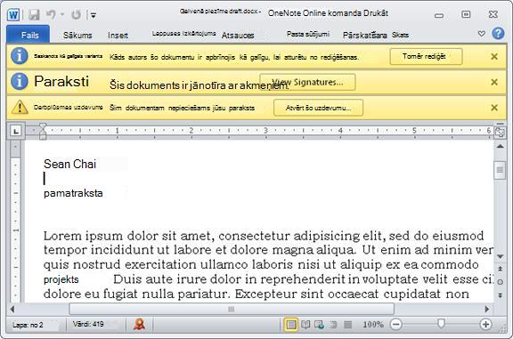 Pārskatāmais elements ar trim ziņojumu joslām