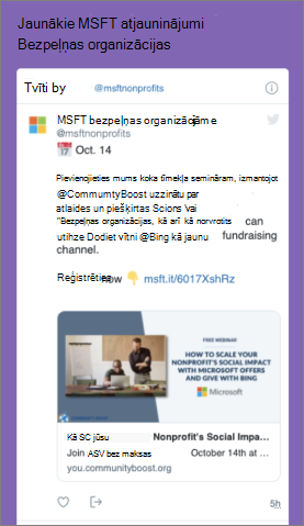 Twitter tīmekļa daļas ekrānuzņēmums