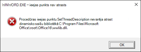 Kļūda, atverot Word dokumentus