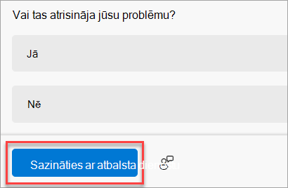 Poga Sazināties ar atbalsta dienestu lietojumprogrammā Palīdzības saņemšana.