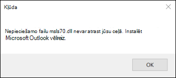 Outlook klasiskā startēšanas kļūda