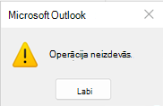 Outlook darbības kļūmes kļūda