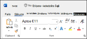 Virsrakstjoslā trūkst Word saglabāšanas statusa