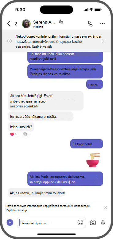 Nekopīgojiet konfidenciālu informāciju vai savu ekrānu ar nepazīstamiem cilvēkiem. Ziņojiet par kaut ko aizdomīgu. Papildinformācija.