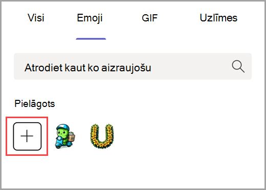 Atlasiet pluszīmi, lai pievienotu pielāgotu Emoji.