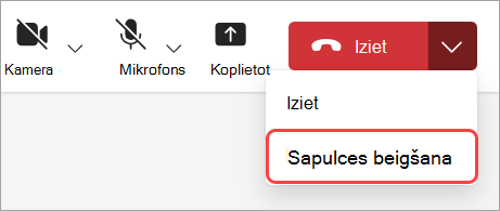 Atlasiet Beigt sapulci, lai beigtu sapulci visiem dalībniekiem.