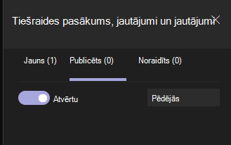 Pārslēgs saka Atvērt