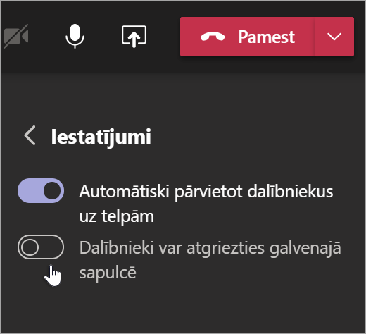 Grupu apspriežu telpu iestatījumi programmā Teams