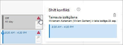 Pārvaldiet maiņu konfliktu grafikā programmā Maiņas.