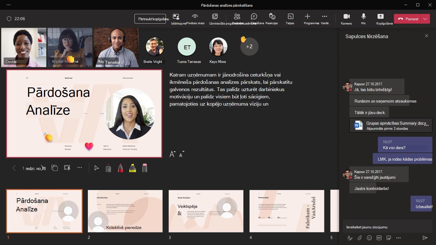 PowerPoint prezentācija pakalpojumā Teams
