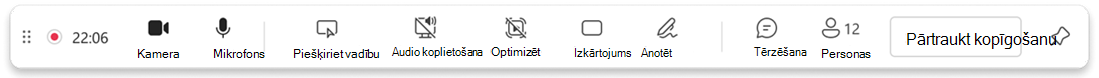Prezentētāja rīkjoslas ekrānuzņēmums.