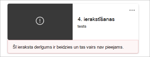 Ekrānuzņēmums, kurā redzama ieraksta chiclet, kas norāda, ka ieraksts ir neatgriezeniski izdzēsts.