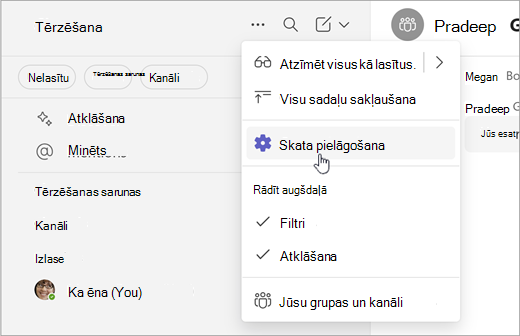 Ekrānuzņēmums par veidu, kā pielāgot skatu vienkāršā sadarbībā