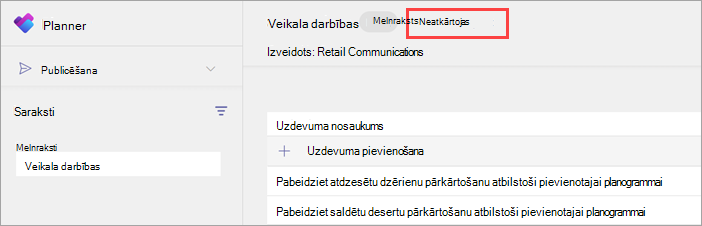 Ekrānuzņēmums, kurā redzama opcija Neatkārtojas, lai pievienotu atkārtošanos publicējamam uzdevumu sarakstam.