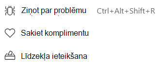 Teams atsauksmju opcijas