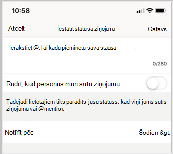 Iestatiet ziņojuma statusu un atlasiet Gatavs.