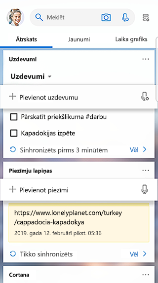 Ekrānuzņēmums, kurā redzama uzdevumu kartīte Launcher plūsmā