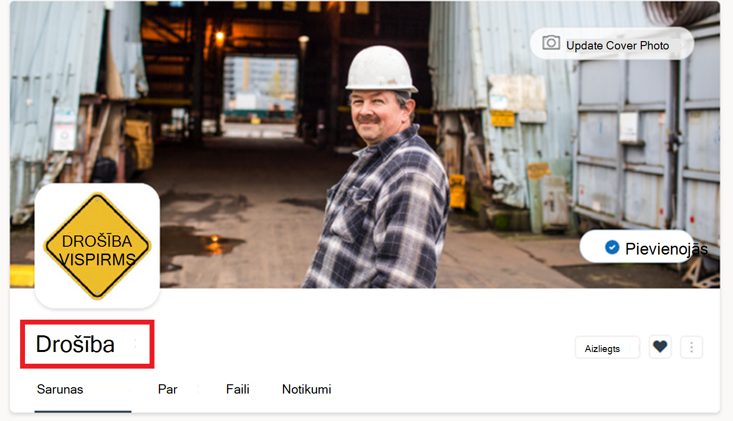 Yammer kopienas attēls, kurā redzams oficiāls kopienas žetons