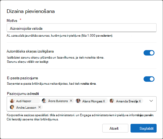 Izveidojiet jaunu dizainu AI vadītam moderatora aģentam. Izvēlieties frāzi, kas norāda uz nepieciešamību meklēt parādību kategoriju.