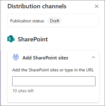 Ekrānuzņēmums ar rūti, kurā jāpievieno SharePoint vietnes.