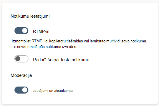 Reāllaika ziņojumapmaiņas protokola iestatījumi