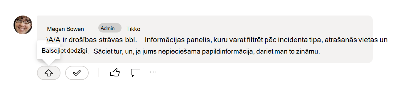 Piemērs, kā piekrist atbildei uz jautājumu