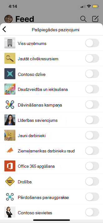Mobilā profila iestatījumu virzīšana