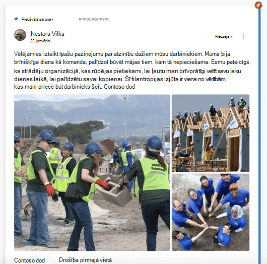 Ekrānuzņēmums, kurā redzama piedāvātā saruna pakalpojumā Yammer
