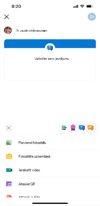 Yammer jautājums iOS mobilajā tālrunī