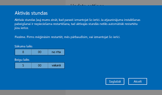 Aktīvās izmantošanas laika mainīšanas dialoglodziņš