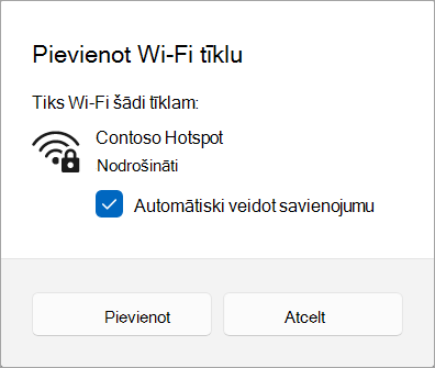 Wi-Fi tīkla pievienošana Windows 11.