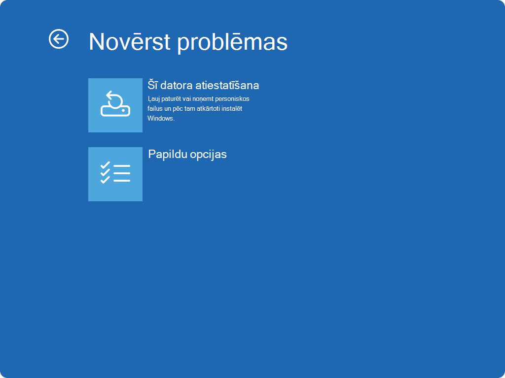 Screenshot of Windows RE - Troubleshoot screen.